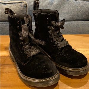 Dr. Martens black velvet boots